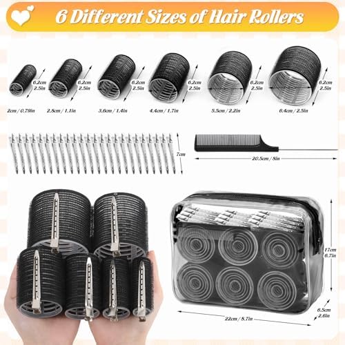 6 Size Hair Rollers for Women, 62 Pcs Rollers Hair Curlers - Image 2