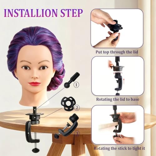 Mannequin Head with Hair 28" Doll Head for Hairdresser & Tripod Stand - Image 7