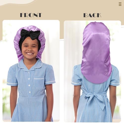 AWAYTR Kids Bonnets for Girls - Satin Long Hair Braid Bonnet for Sleeping - Image 6