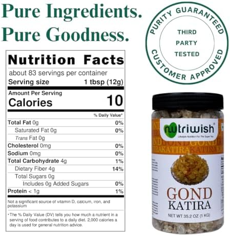 Nutriwish Gond Katira, 35.2 oz (1 KG) | Gond- Edible Gum | Tragacanth Gum | Natural | - Image 5
