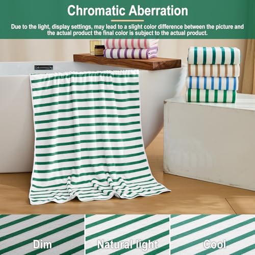 JML Microfiber Beach Towels, 4 Pack, 27" x 55", Cabana Stripe Green - Image 6
