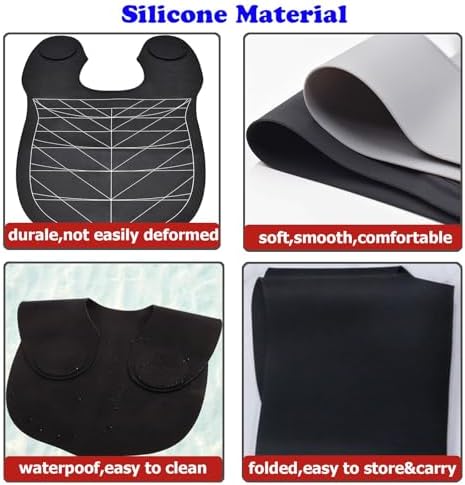 Hair Cutting Guide Cape Hair Cutting Collar for Hairstylists with Guidelines Weighted Hair Cutting Mat Silicone Waterproof Haircut Shoulder Mat (Black) - Image 4