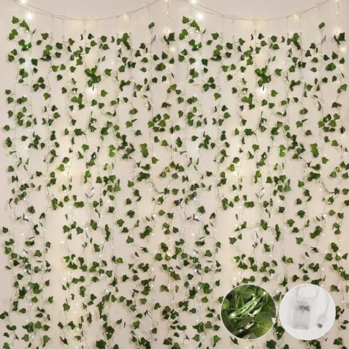 RECUTMS Fake Wall Curtain Ivy Vines with String Lights for Room Decor 196Ft by RECUTMS