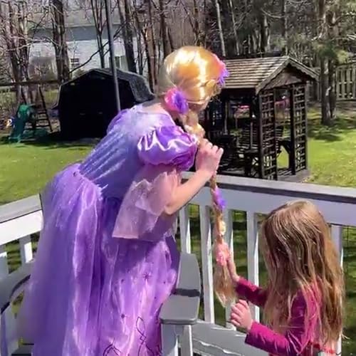 Sincere Party Girls Princess Wig,Rapunzel Plaits Blonde Wig for Girls Halloween Party,Role Playing - Image 5