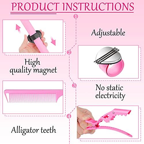 Patelai 22 Pcs Hair Braiding Tools with Magnetic Wrist Sewing Set, Pink - Image 6