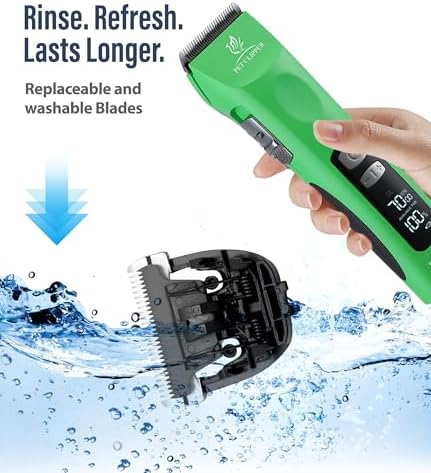 Professional Dog Grooming Clippers with 17H Runtime & Replaceable 440C Blade, 5-Speed Low Noise Electric Dog Shaver for Thick, Matted, Curly Hair, Cordless Clipper for Groomer & Home Use, Green - Image 4