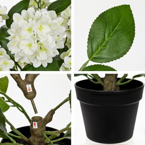 2.2FT White Hydrangea Artificial Flowers Tree 2 Pack Faux Hydrangea Potted - Image 7