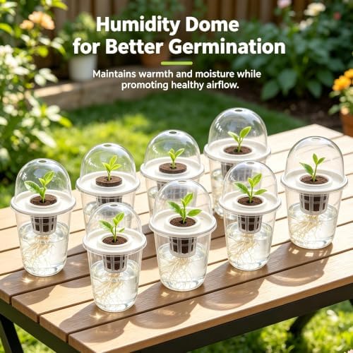 12 Pack Clear Hydroponic Nursery Pots with Humidity Dome for Seed Starting - Image 7