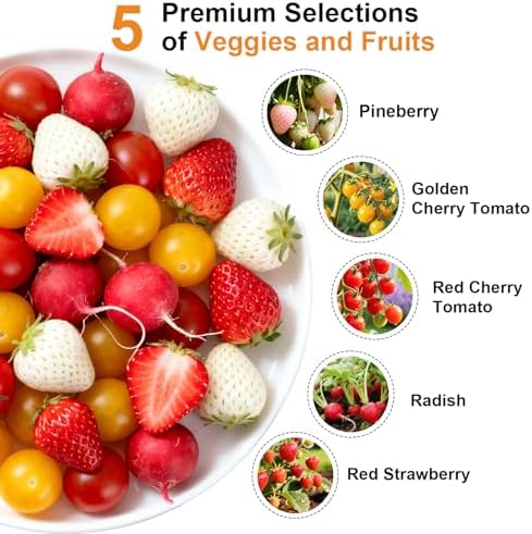 Strawberry and Pineberry Seed Pod Kit for AeroGarden, Ahopegarden with Red Strawberry, Radish, Pineberry, Red Heirloom/Golden Harvest Cherry Tomato - Hydroponics Supplies for Most Brand (7-pod) - Image 3