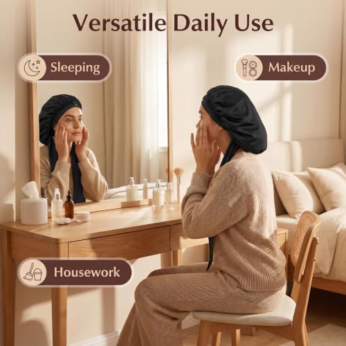 Satin Bonnet for Women, Extra Long Sleep Cap for Braids - Image 5