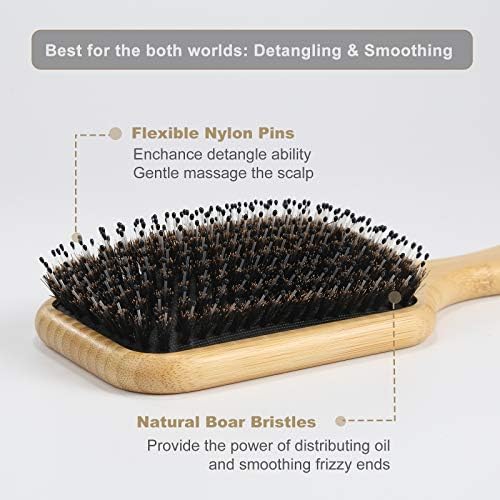 BESTOOL Hair Brush, Boar & Nylon Bristle Brush for All (Women, Men, Kids) Wet/Dry Hair, Massaging Detangling, Enhance Shine & Health (Square, Black) - Image 2