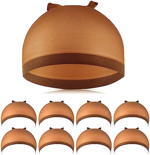 IKOCO Wig Cap, 8Pcs Stretchy Nylon Caps for Women, Brown by Shineforyourbeauty