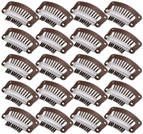 9-Tooth Plastic Wig Clips, Dark Brown Hair Extension Clips, 20 Pack by HyunDu