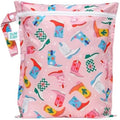 Bumkins Waterproof Wet Bag for Baby, Travel, Swim Suit, Cloth Diapers, Pump Parts, Pool, Beach, Gym Clothes, Toiletry, Hook to Stroller, Daycare, Zipper Reusable Wetdry Packing Pouch, Cowgirl Boots by Bumkins
