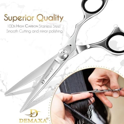 DEMAXA 6.5" Premium Hair Scissors Professionally Sharp Barber Shears - High Carbon Steel Hair Cutting Scissors with Smooth Sharp Edge Blades - Hair Trimming Shears for women Salon & Personal Use - Image 4