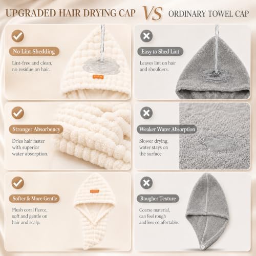 Microfiber Hair Drying Towel 2Pack, Large Size for Women, with Elastic Band - Image 3