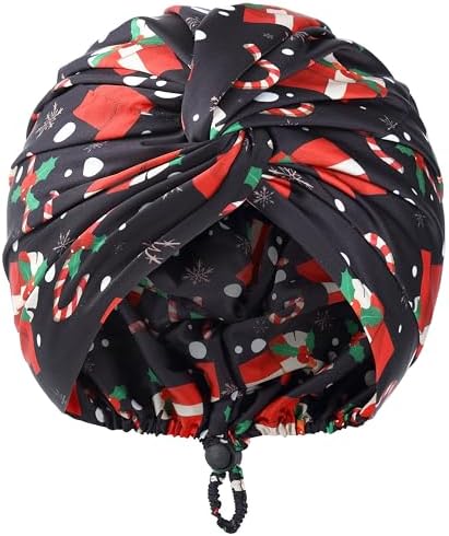 Christmas Adjustable Silk Bonnet Satin Curly Hair Wrap for Sleeping Women by KAAHYNNO