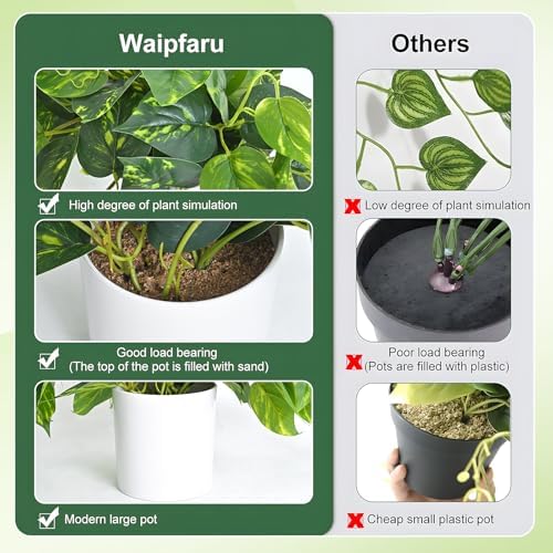 Fake Plants, Artificial Plants Indoor, 34" Fake Hanging Pothos Vines, 1Pc - Image 5