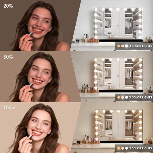 Moonee Vanity Mirror with Lights, 28"×20", with USB Charging Port, Black - Image 2