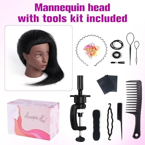 22'' Real Hair Mannequin Head for Braiding 100% Hair Mannequin Cosmetology - Image 7