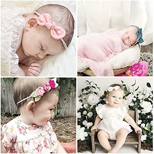BQUBO Baby Girl Bows and Headbands Soft Nylon Hairbands Elastics Handmade Girls Flower Hair Accessories for Newborn Infant Toddlers Kids 10 Pack - Image 2