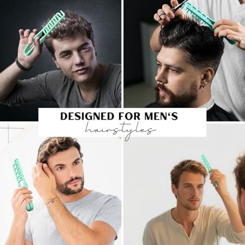 Textured Styling Comb for Men | Volumizing & Wide Tooth Comb | Fluffy Texture Styling Tool | Quad Miracle Comb for Hair Men (Blue, Large) - Image 6
