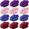 12 Pieces Silk Bonnet for Women Curly Hair Satin Bonnet Hair Wrap for Sleeping Cap with Tie Band (Multicoloured1) by PODALOA