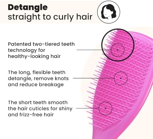 Tangle Teezer Large Ultimate Detangler Brush, Straight to Wavy, Runway Pink - Image 2