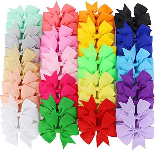 40Piece 3 Inch Boutique Grosgrain Ribbon Pinwheel Hair Bows Alligator Clips For Girls Babies Toddlers Accessories Teens In Pairs - Image 3