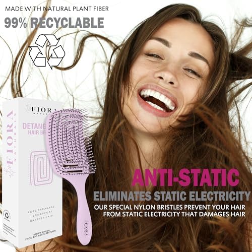 Fiora Naturals Detangler Brush for Wet and Dry Hair, Soft Detangling Brush - Image 7