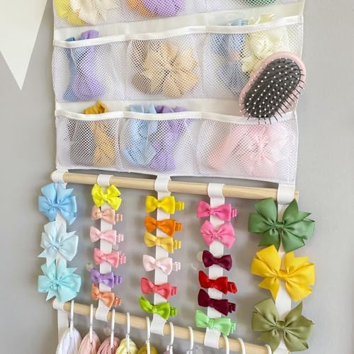 Headband Holder Hair Bows Organizer for Girls, Large Capacity Bow Holder, Pre-Assembled Hair Accessories Wall Hanging Organizer for Toddler Baby Girl Nursery Room Décor - Image 5