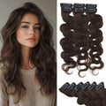 Rich Choices Clip In Hair Extension Real Human Hair-Wave/Curly 6 Pcs Single Clip Hairs Extension for Women-Invisible Mini Clips in Hairpieces for Thin Hairs-16 Inch #2R Chocolate Brown by RichChoices