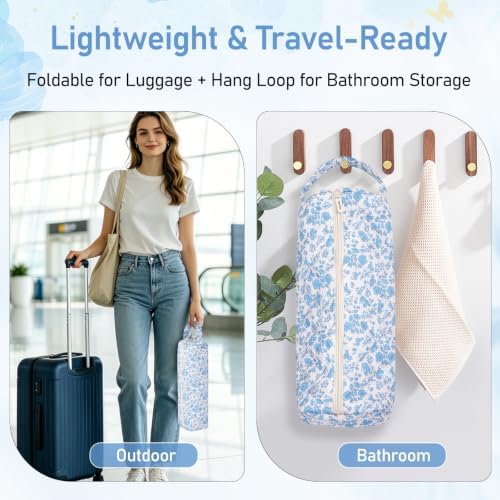 Hair Tool Organizer Travel Bag for Curling Irons & Dryers (Blue Flower) - Image 2