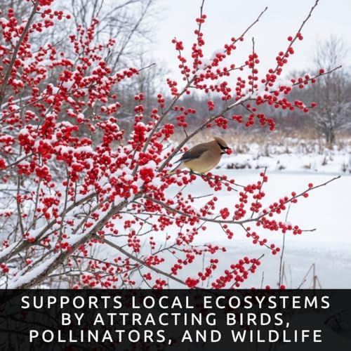 3 Winterberry Holly Plants for Growing (Ilex verticillata) Live Shrubs | Brilliant Red Winter Berries | Native Deciduous Holly for Landscaping & Wildlife (3 Plants) - Image 5