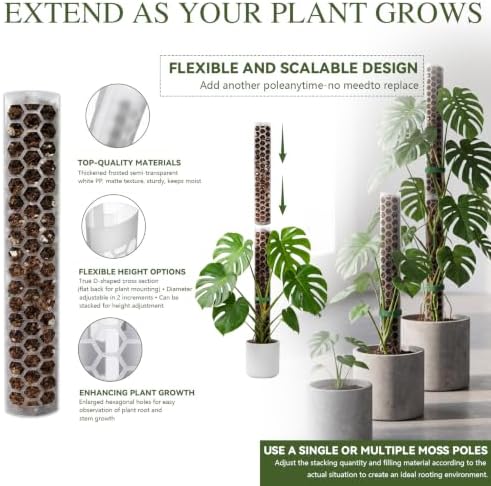 Plastic Moss Pole for Monstera and Climbing Plants (2 PACK-24Inch) - Image 2