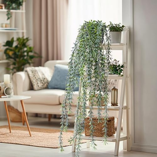 Artificial Hanging Plant 2 Pcs Faux Plant Ivy Vine Faux Eucalyptus Vines Fake Potted Greenery for Wall Living Room Home Shelf Office Bathroom Outdoor Indoor Decor (Type 5) - Image 6