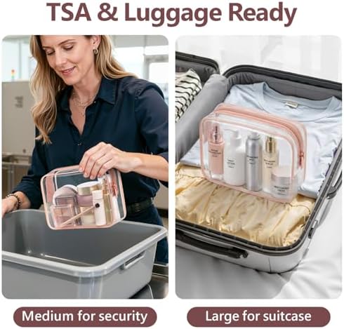 PACKISM Clear Makeup Bag Travel - TSA Approved Toiletry Bag, 2 Rose Pink - Image 2