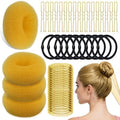 YINGFENG 134 Pcs Gold Hair Bun Maker Kit Medium - 4 Bun Hair Pieces for Women, 20 Hair Net for Buns, 100 Bobby Pins for Women, 10 Hair Bands, for Ballet Styling, Hair Accessories for Girls by YINGFENG