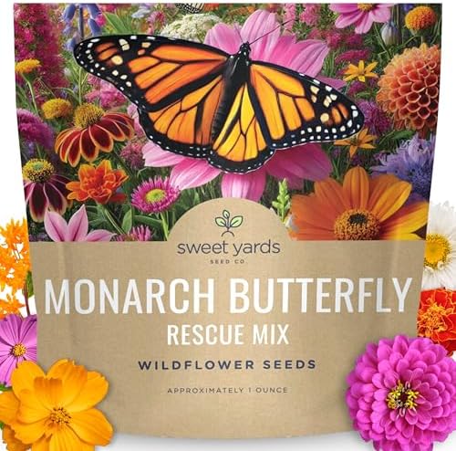Monarch Butterfly Rescue Mix - Large 1 Ounce Packet - 11,000 Flower Seeds for Planting - Wildflower Mix by SweetYards
