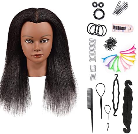 Mannequin Head 100% Real Hair Manikin for Hairdresser Training and Styling Practice With Stand - Image 6