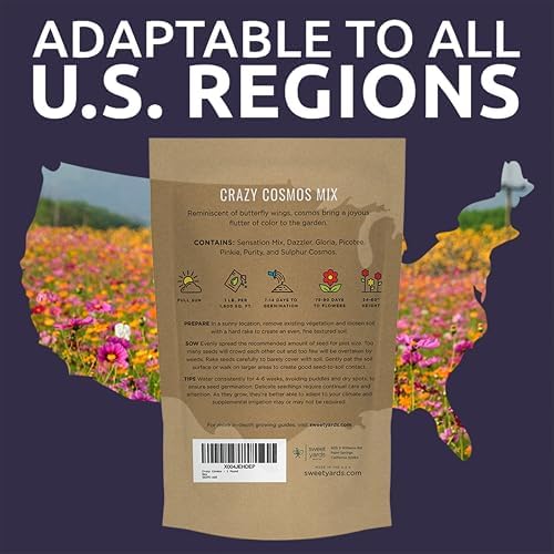 Bulk Cosmos Seeds Wildflower Mixture - 1 Pound Bag - Over 80,000 Seeds - Pink, Yellow, Orange, Red, Purple and White Mixed Species! - Image 7