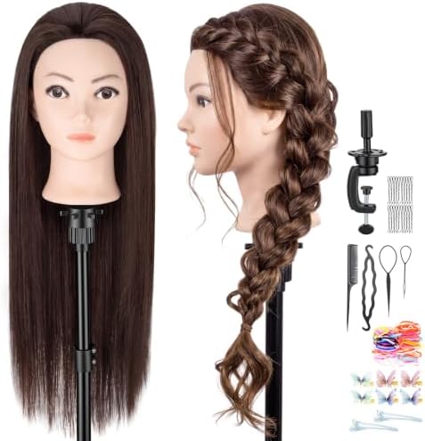 30" Mannequin Head Human Hair, 80% Real Hair Mannequin Head with Clamp by WtuhuMag-SafeCharger