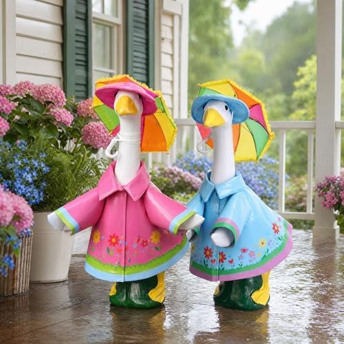 DECOHS 2 Set Raincoat Porch Goose Outfits, Summer Lawn Goose Statue Cloth - Image 4