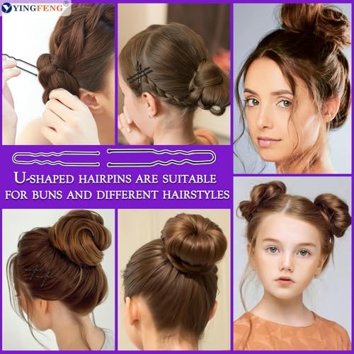 510PCS Black Bobby Pins Hair Pins Kit with Hair Net, YINGFENG Includes 100 Bobby Pins for Women, 100 U-Shaped Buns Hair Clips, 300 Hair Bands and 10 Black Hair Nets, Dance competition must haves - Image 4