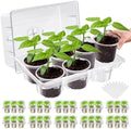 Vesici 10 Pack Seed Starter Tray Kit Seedling Starter Trays with 60 Pcs 4 Inch Nursery Pots and Humidity Dome (60 Cells) Mini Greenhouse Plant Germination with Labels for Garden(Clear) by Vesici
