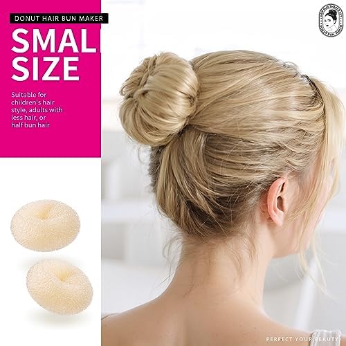Teenitor Donut Bun Maker Set - Hair Bun Ring with 5 Bands, 20 Bobby Pins & 7 Chignons (2 Small, 2 Medium, 1 Large, 1 Extra-Large) for Hairstyles in Beige - Image 2