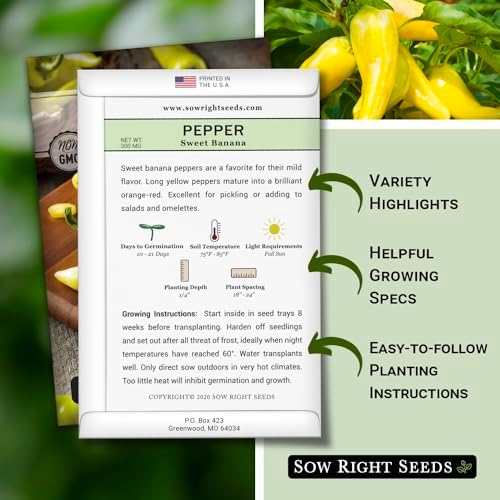 Sow Right Seeds - Sweet Banana Pepper Seed for Planting Long Mild Peppers - Image 2