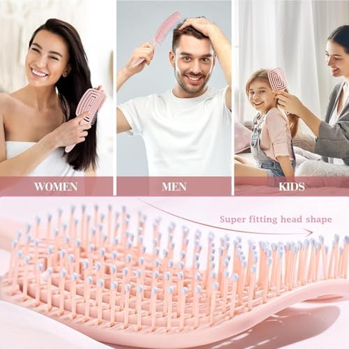 2 Pieces Curved Vent Brush and Detangle Hair Brush, Easy Detangling Vented Hair Styling Comb Salon for Long Thick Curly Straight Dry Wet Hair,Styling Hair Brush for Women&Men - Image 5