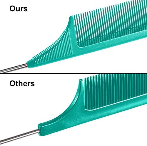 Leinuosen 3 Pack Rat Tail Comb Carbon Fiber,Green - Image 4