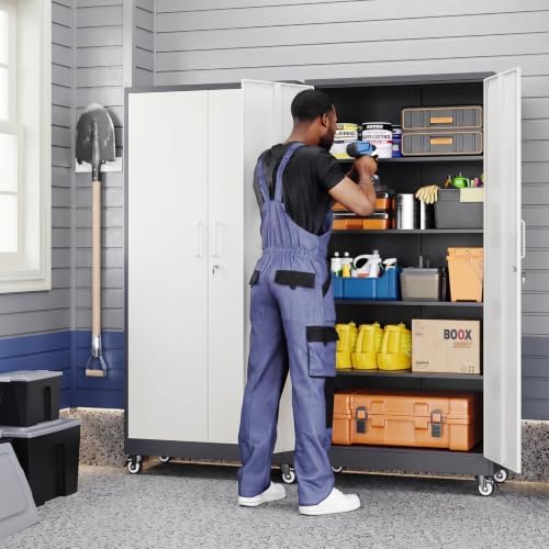 Yizosh Metal Garage Storage Cabinet,Mobile Lockable Tools Storage Cabinets - Image 2